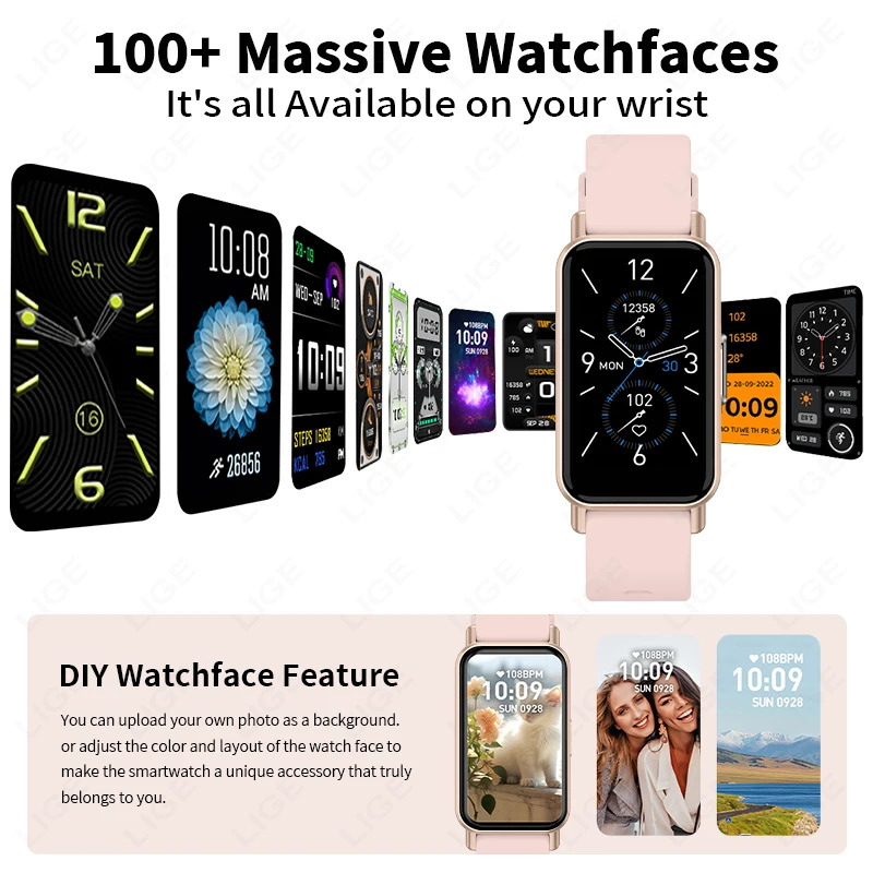 LIGE Fashion Smart Watch Women Full Touch Screen Heart Rate Fitness Tracker Waterproof Ladies Men Smartwatch 2025 For Xiaomi 250911