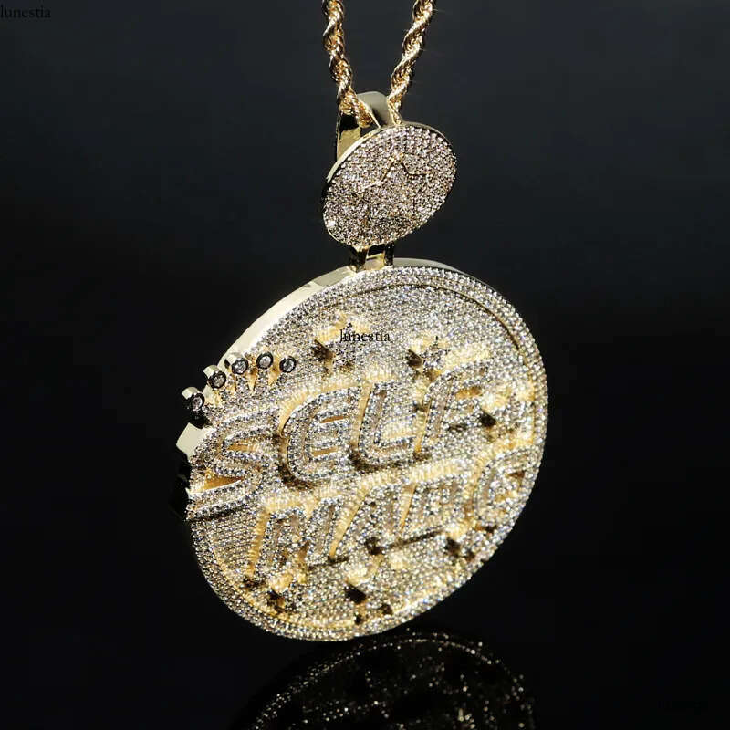 necklace moissanite chain Self Made Letter Iced Out Pendant for MenCubic Zirconia Cz Charm Gold Plated Hip Hop Fashion Jewelry
