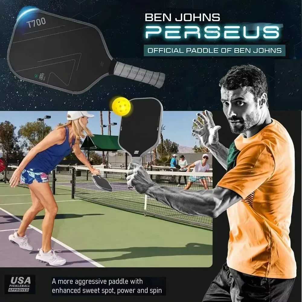 T700 Thermoformed Unibody Raw Carbon Fiber Pickleball Paddle Spin Textured Surface Ergonomic Grip with Foam Edge USAPA Approved J250926