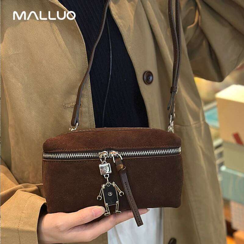 Ladies Retro Soft Cowhide Handbags Women's Suede Frosted Cow Leather Shoulder Bag Female Fashion Trend Designer Bags Girl Suotong2509