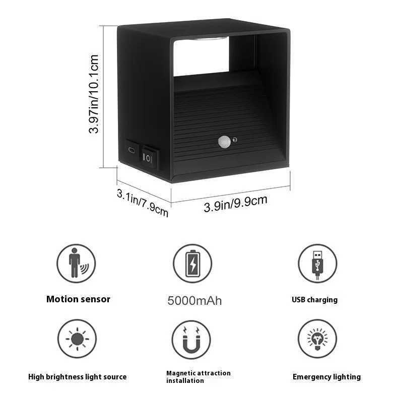 Charging sensor light wall light human body induction no wiring no punching entrance door aisle corridor magnetic night light C250925