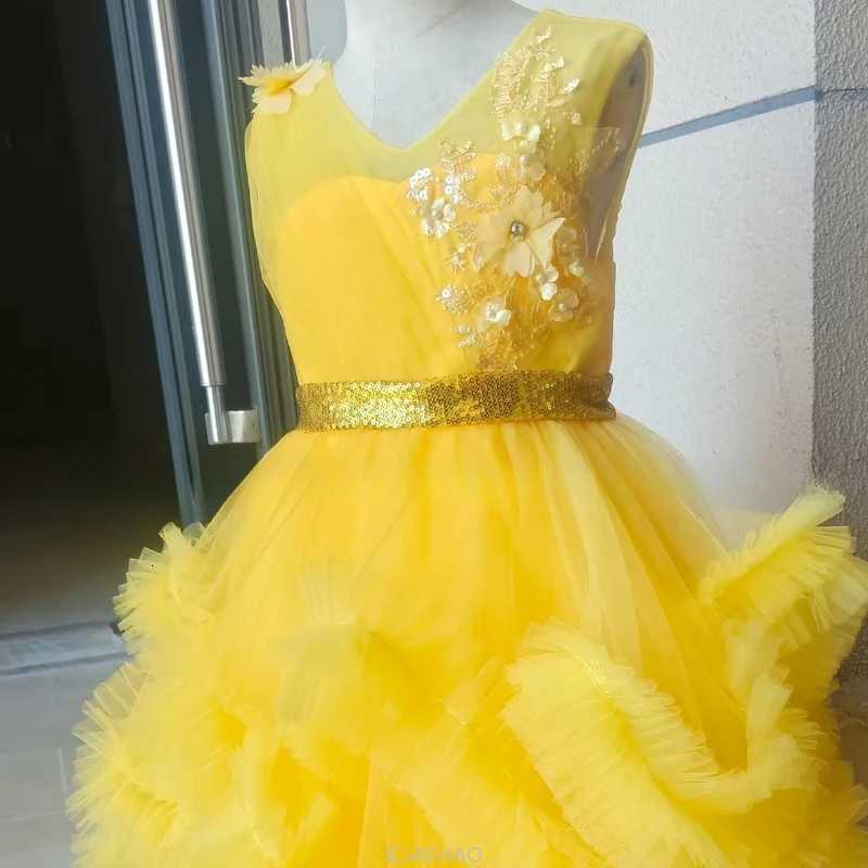 Party Dress Vestido 2025 Kids Birthday Dresses First Year Princess Gown Costume Children Host Piano Performance Formal Outfit Z250926