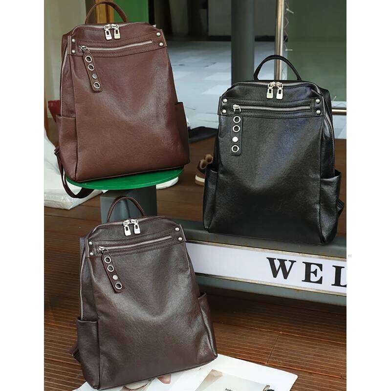 Women Natural Cow Leather Lady Cowhide Design Large Capacity Bags Female Retro Versatile Backpacks Ladies Fashion Bag Suotong2509