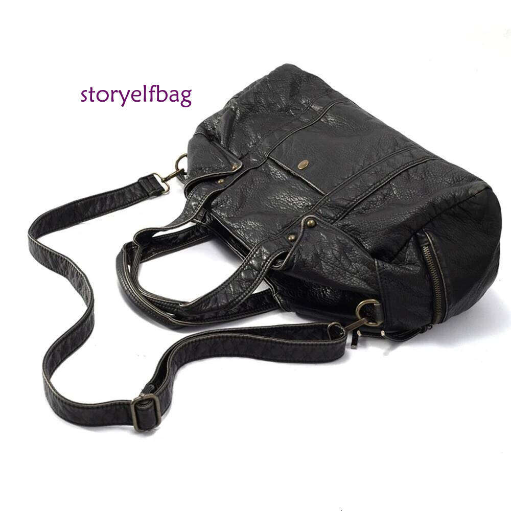 Annmouler Large Capacity Motorcycle New Fashion Women Handbag Soft Pu Leather Tote Lady's Crossbody Bag