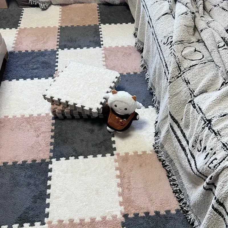 Baby Patchwork Crawling Mat EVA Interlocking Foam Plush Carpet Soft and Fluffy Bedroom Pad Baby Anti Fall Floor 116pcs C250926