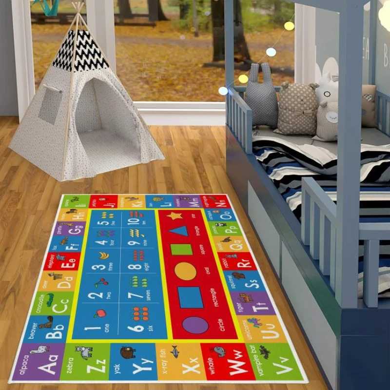 Numeric Letter Childrens Educational Large Area Rugs Decor Childrens Room Nonslip Crawling Mat Living Room Carpet Alfombra Y250926