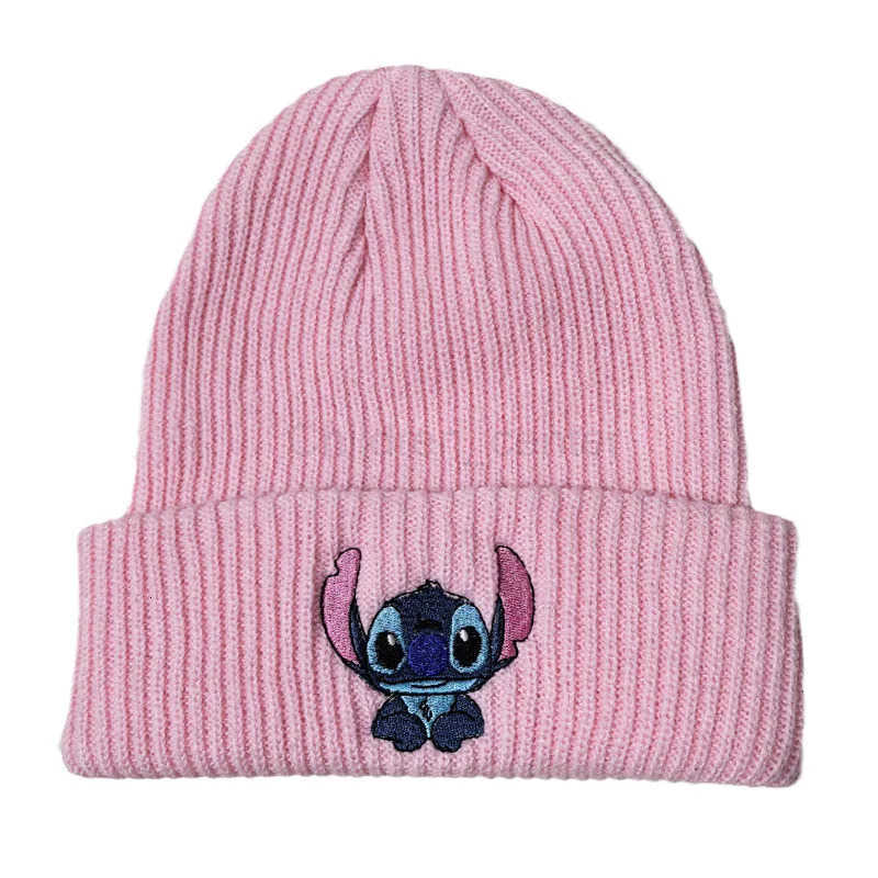 Disney Anime Stitch Knitted Hat Kawaii Lilo Stitch Embroidered Cute Warm Hat Cartoon Children Autumn Winter Hat Gifts H250926