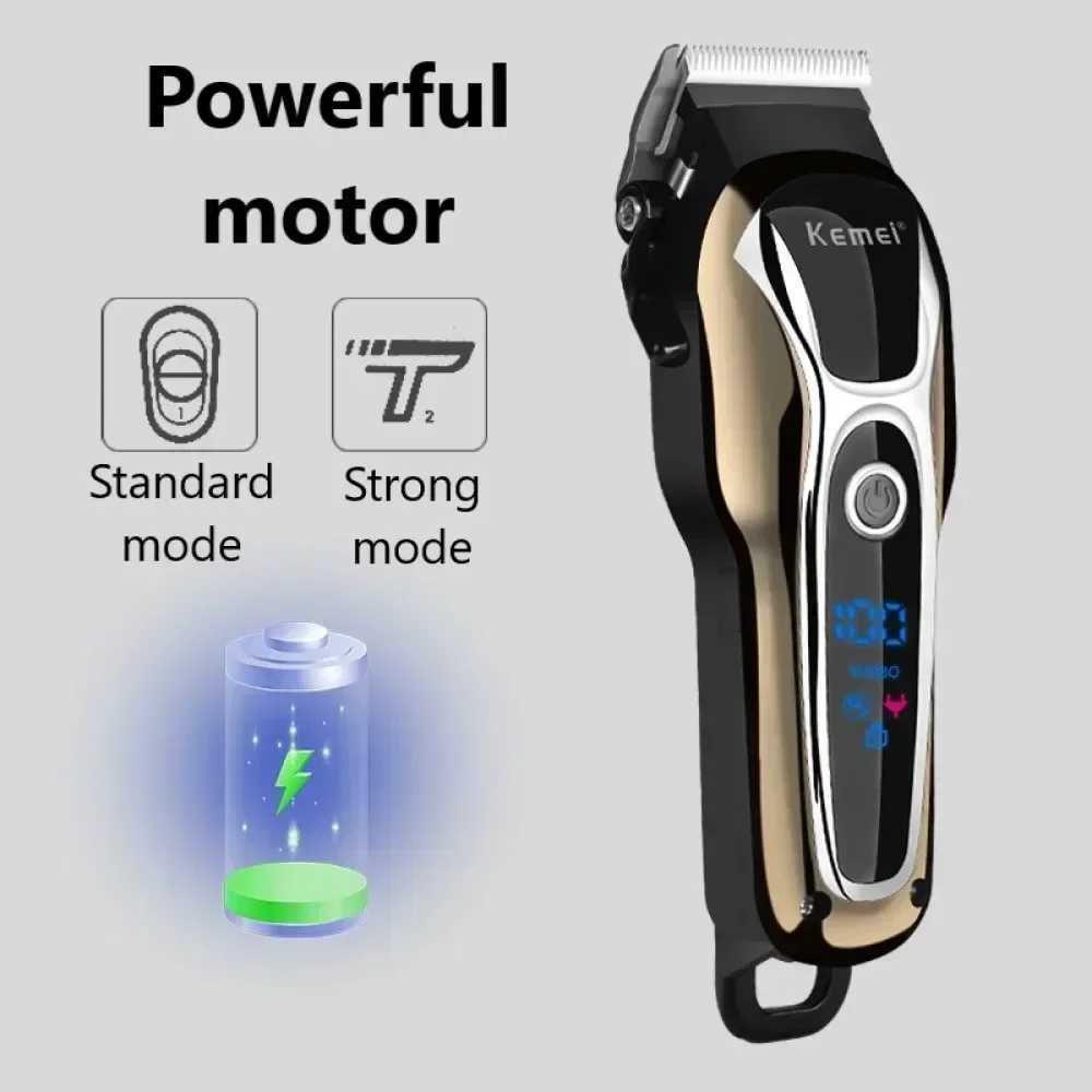 Kemei Professional Hair Clipper Rechargeable Trimmer Men Electric Cutter Hair Cutting Machine LCD Cordless Beard Trimmer R250926
