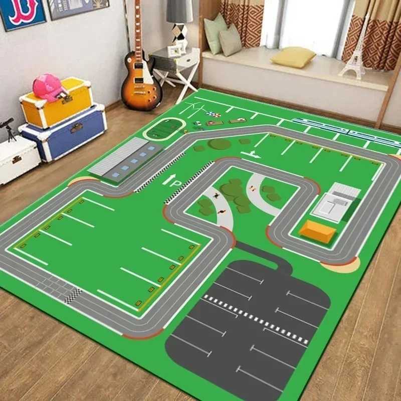 Transportation Track Crawling Mat Childrens Living Room Carpet Area Rug for Kids Bedroom Nonslip Machine Washable Floor Mat C250926