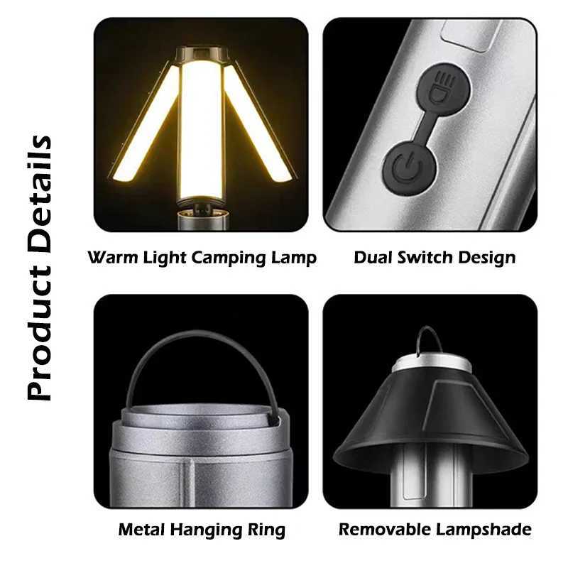 Multifunctional Camping Light 2 in 1 USB Rechargeable Camping LanternFlashlight with Hook Outdoor Emergency Camping Lamp C250925