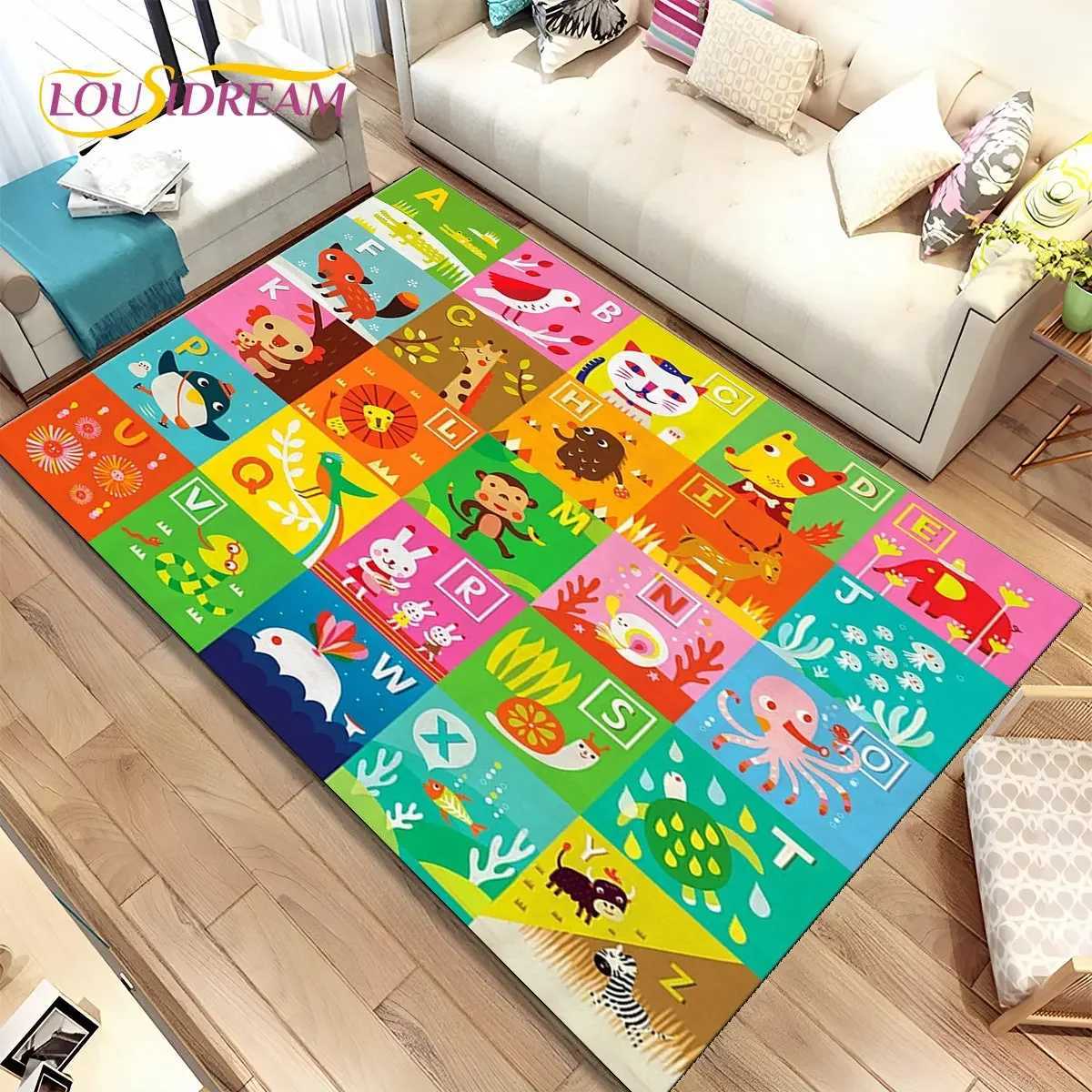 ABC Cartoon Kids Playroom Alphabet Children Crawling Early Education Area RugCarpet for Living Room Bedroom SofaNonslip Mat Y250926