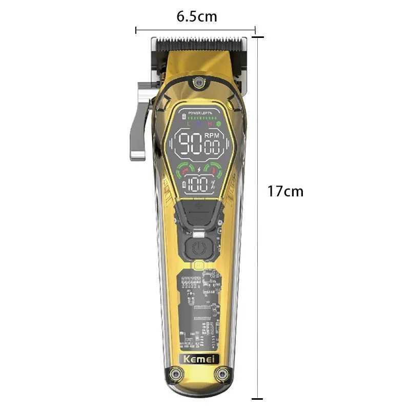 Kemei Transparent Body Professional Barber Hair Clipper for Men Cordless Rechargeable Hair Trimmer Electric Hair Cutting Machine R250926