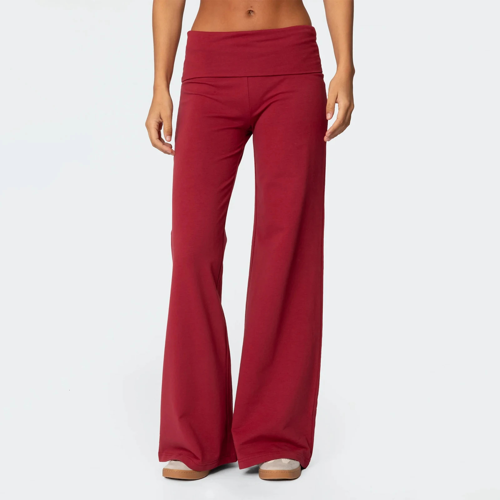 Casual Wide Leg Sweatpants for Women Fold Over Low Rise Flare Yoga Lounge Pants Back to School Clothes for Teen Girls Outfits 250922