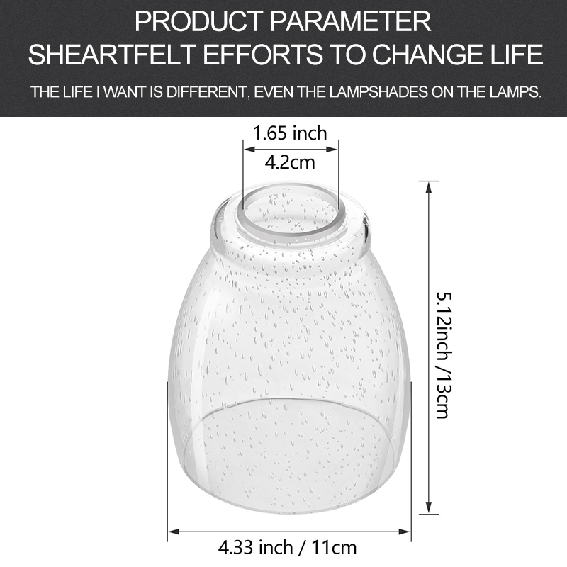 Clear Seeded Glass Shade, Modern Light Fixture Replacement Globe or Cover with 1-5/8-Inch Fitter for Chandelier Wall Sconce Pendant Light