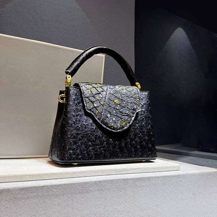Designer Brand New High Quality Leather Handbag For Women Fashion Ostrich Print Single Shoulder Crossbody Bag Hot Sale