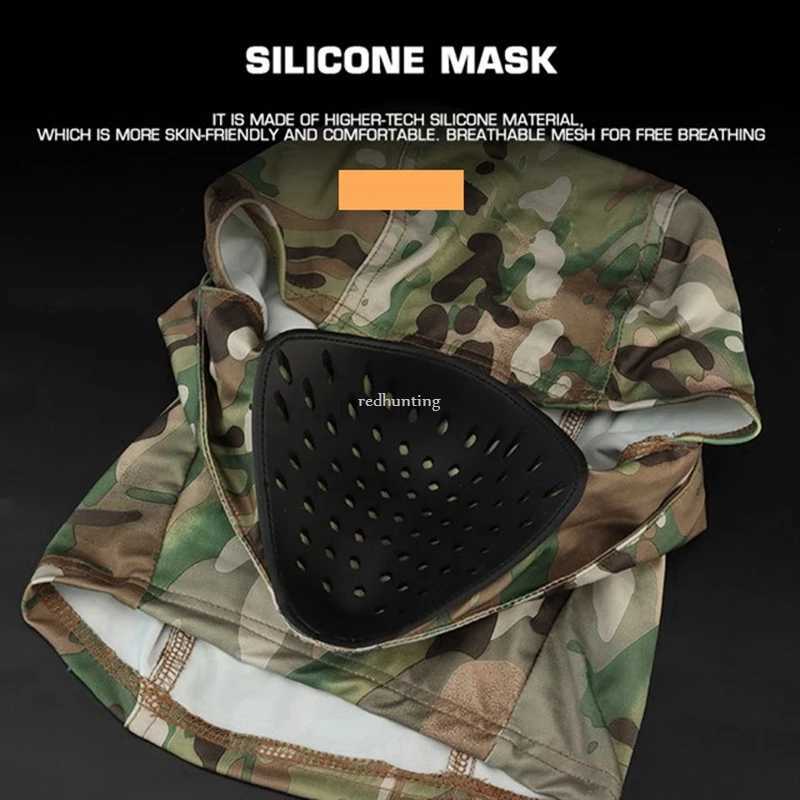 Tactical Silicone Mask Hunting Balaclava Head Hood Silicone Half Face Windproof Headgear Cycling Sunscreen Windproof Headgear Z250926