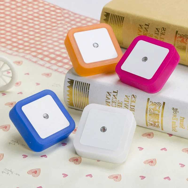 Mini LED Night Light EUUSUK Plug Light Sensor Square Shape Nights Lamp For Kids Room Bedroom Bedside Aisle Corridor 110V 240V C250925