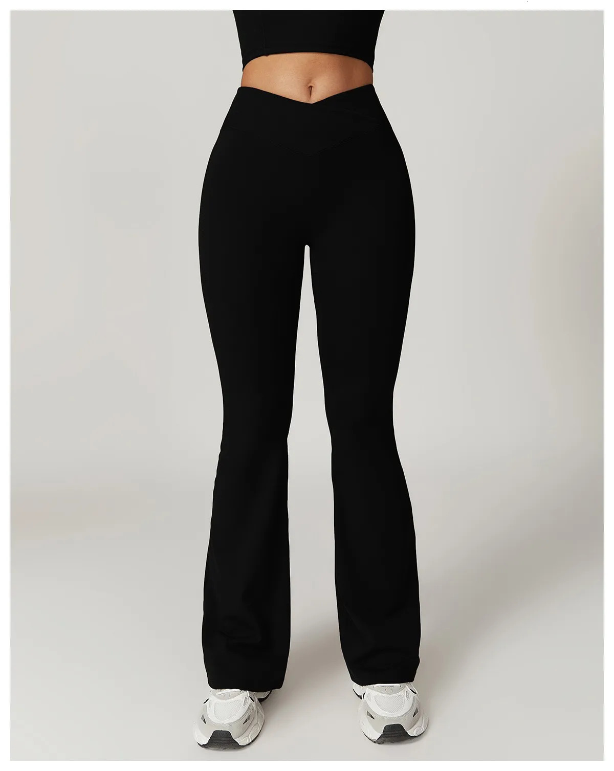 High Waist Crossover Flare Yoga Leggings for Women V Cross Tummy Control Wide Leg Bell Bottoms Fitness Pants Gym Leggings 250922