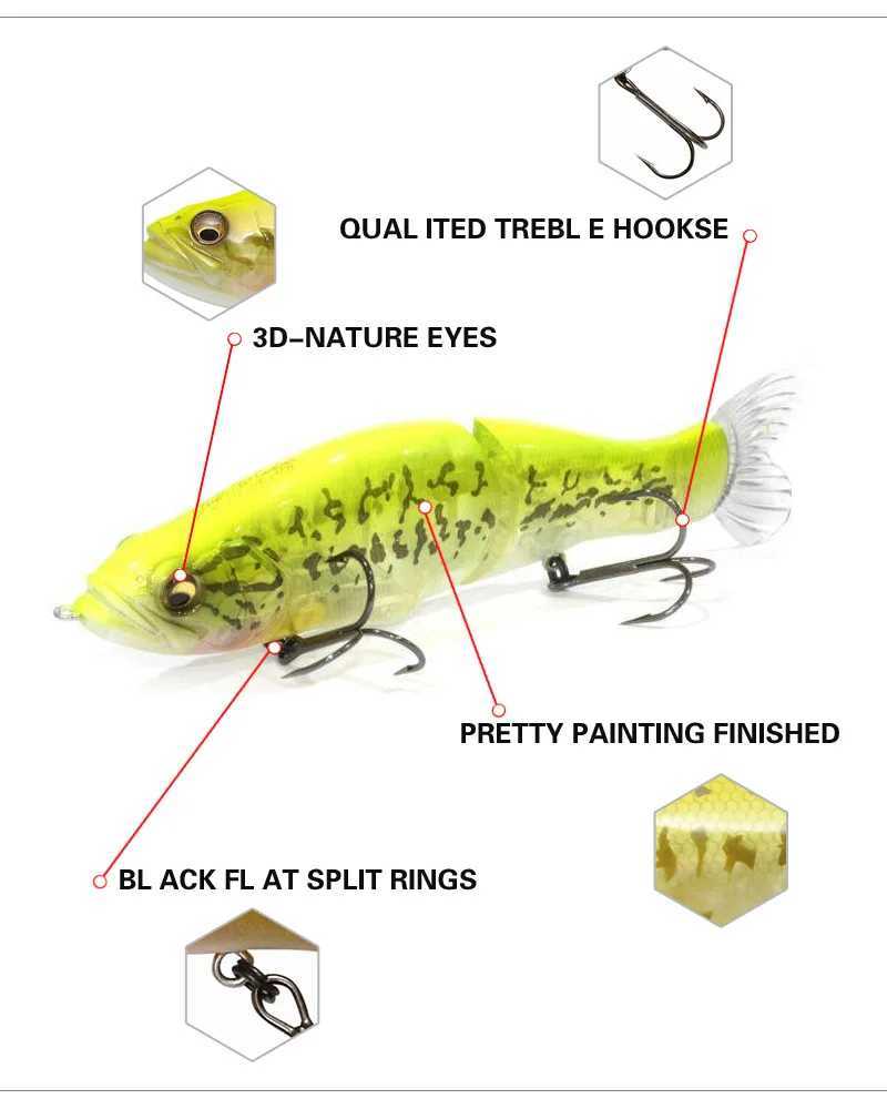 1pcs 135mm 28g Jointed Bait Shad Glider Swimbait Hard Body Slow Sinking Jointed Bass Pike Lures Fishing Tack W250926