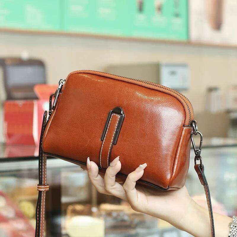 Women's Genuine Leather Cowhide Bucket Shoulder Bag Vintage Handbag Crossbody Designer Commuting Handbag MDNG2509