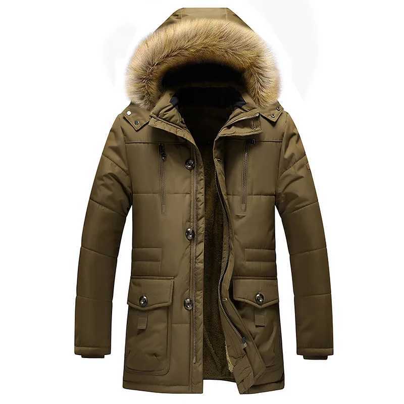 Mens new winter thick jacket coat fleece outerwear mens long and midlength cotton coat warm and protective high quality W250926