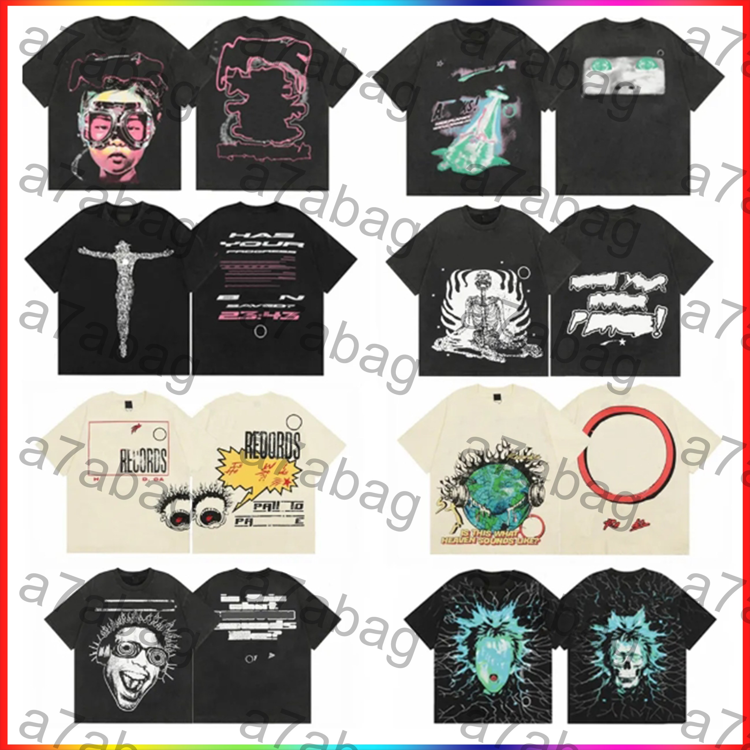 Designer Mens T-shirt Letter Graphic Print High Street Vintage Hip Hop T-shirt Summer Mens Womens Loose Casual Washed shorts