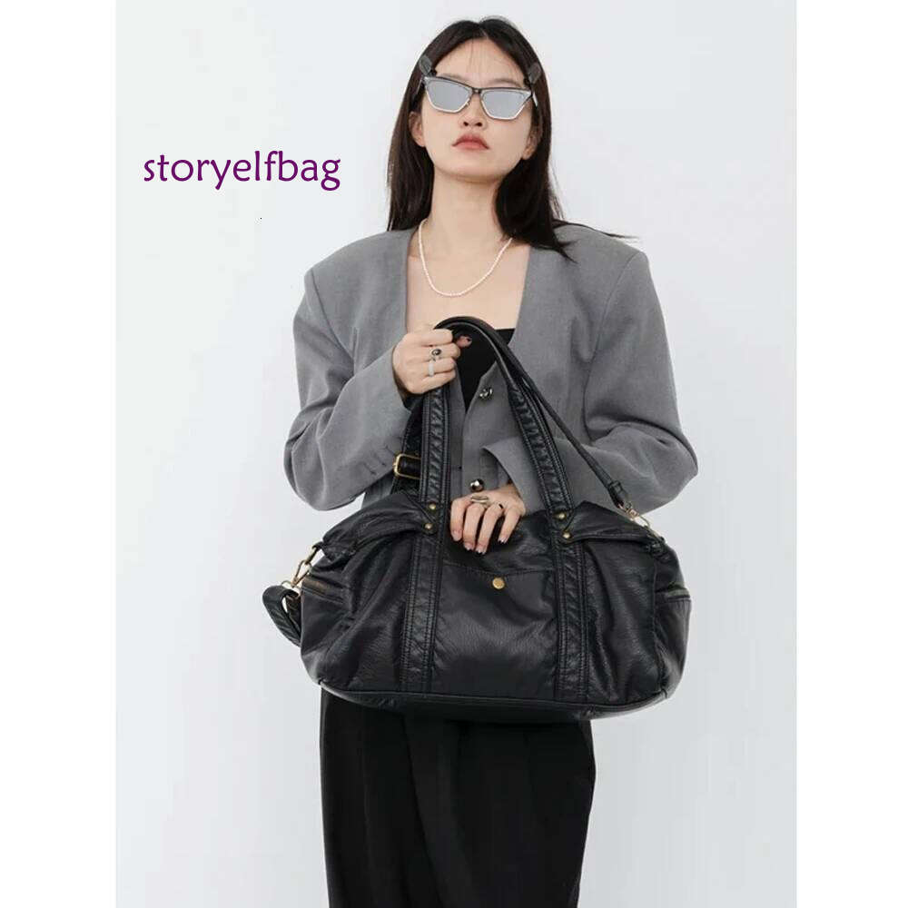 Annmouler Large Capacity Motorcycle New Fashion Women Handbag Soft Pu Leather Tote Lady's Crossbody Bag