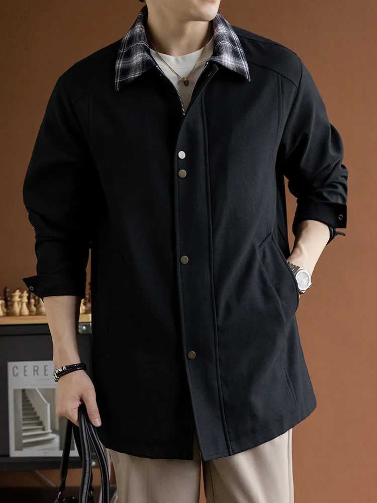 Big Tall 8XL MidLength Trench Coat Oversized Casual Long Jacket Outerwear Korean Fashion Mens Jacket Autumn Winter Coats W250926
