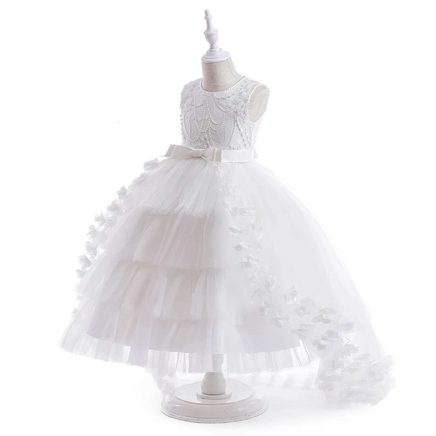 Girls Princess Dress Beading Sleeveless Tailing Costume For Kids Birthday Party Wedding Bridesmaid Formal Evening Gown 410Yrs Z250926