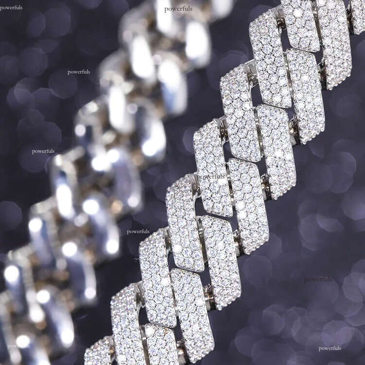 Heavy Hip Hop Necklace 20Mm 15Mm Iced Out Moissanite Dia Sier Cuban Link Chain For Men