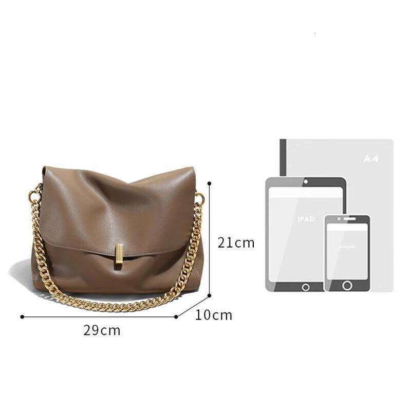 Genuine Flap Shoulder Solid Leather Female Crossbody Handbag Messenger Bag Stylish Women Designer Chain Purse