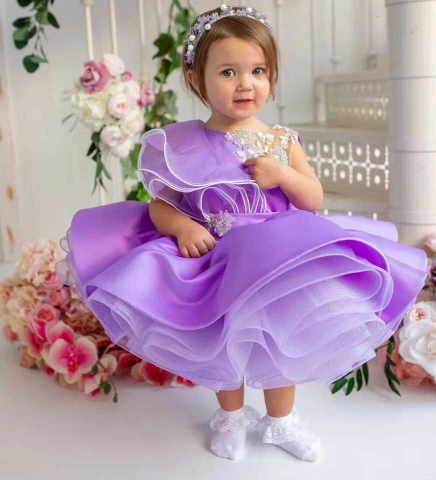 Lovely Yellow Flower Girl Dress Baby First Communion Gowns Wedding Thin Length Bow Belt Kids Birthday Gift Ball Party Clothing Z250926