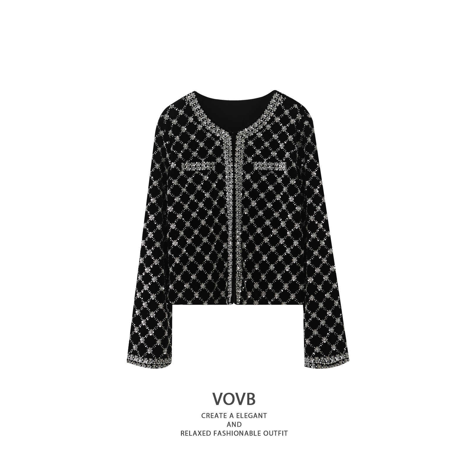 Autumn Elegance: Premium Jacquard Fabric Designer Coat with Celebrity Chic Appeal Style Designer