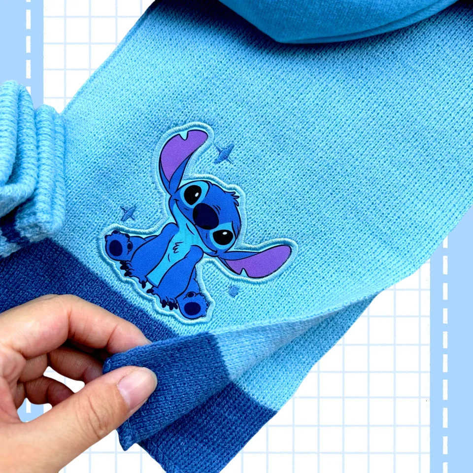 Disney 38Years New Autumn Winter Children Stitch Cartoon Scarf Hat Glove Warm knitted hat Boy Girl Cap Child Christmas Hat H250926