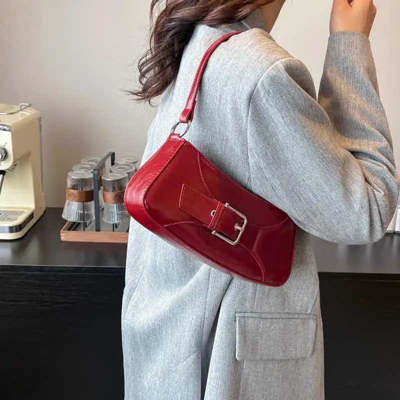 Korean Style Red Shoulder Bag For Women 2025 Spring Summer Versatile Pu Leather Handbag Solid Color Crossbody Bags Z250926