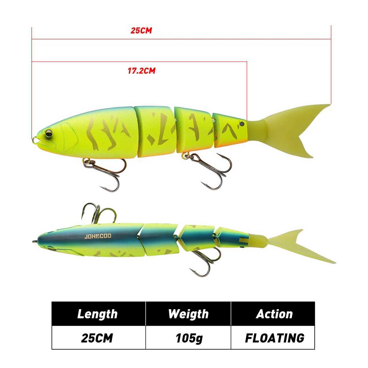Johncoo 4 sections Swimming Fishing lure Jointed Fishing Lure Predators Bait 25cm 105g Floating lure Wobbrs W250926