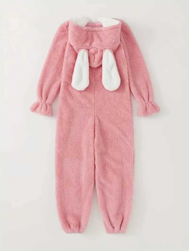 Pink Rabbit Kigurumi Unicorn Womens Plush Romper Autumn Winter Flannel Pajamas Zipper Neck Hat Girls Clothes Sleepwear Slipper Z250925