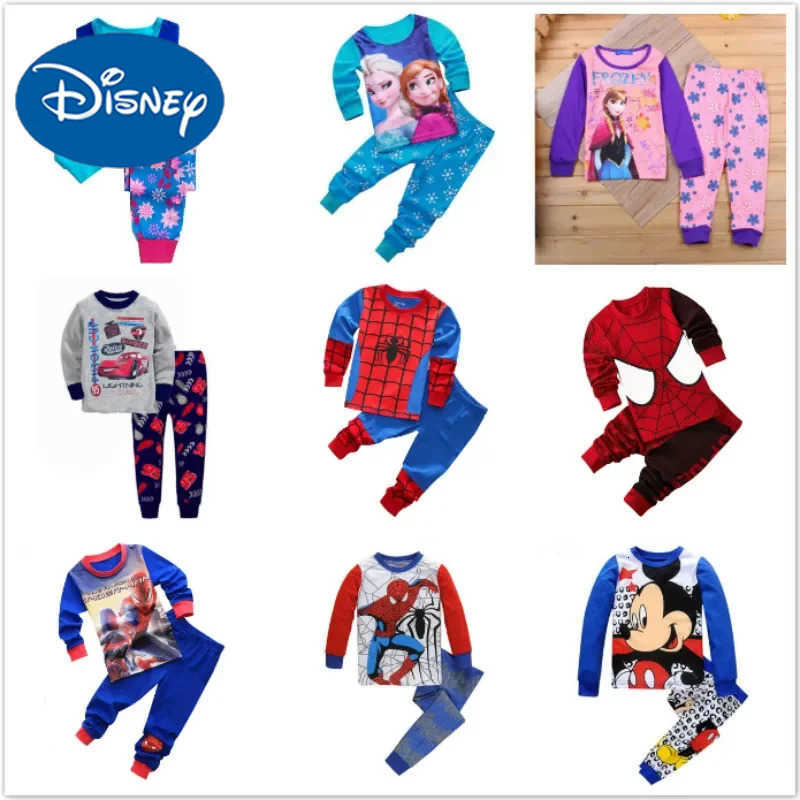 Disney Children Pajamas Sets Boys Cartoon Cars Spiderman Frozen Anna Elsa Nightwear Girls Family Kids Clothes Sleepwear Baby Pyjamas H250926