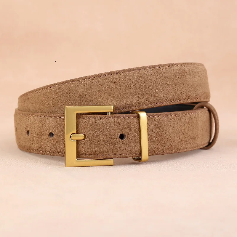 Factory Womens Leather Belt with Needle Buckle Suede Waist Belt Cowhide Versatile Decoration Jeans Waist Belt250920