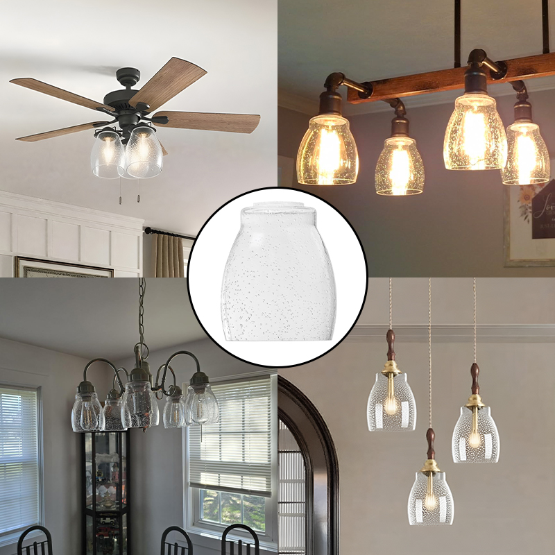 Clear Seeded Glass Shade, Modern Light Fixture Replacement Globe or Cover with 1-5/8-Inch Fitter for Chandelier Wall Sconce Pendant Light