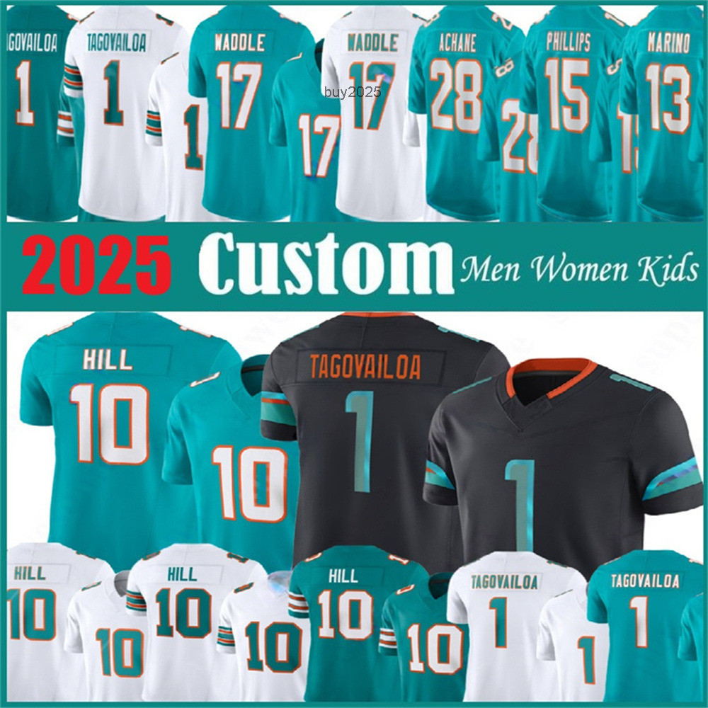 Custom Dolphinss Jaylen Waddle Jersey Tua Tagovailoa Tyreek Hill Dan Marino Jevon Holland Jaelan Phillips Jalen Ramsey Braxton Berrios Love Jerseys cheap 4xl