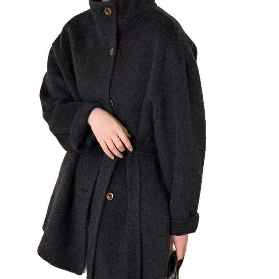 2024 New Hepburn Sle DoubleSided Wool Coat for Women Korean Version College Sle Petite Slimming Woolen Jacket Stand Collar W250926