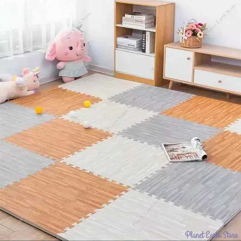 1020Pcs Wood Grain Puzzle Floor Foam Carpet Bedroom Splicing Mat Baby Sports Play Mat Decorative Carpet Exercise Tiles 3030cm C250926