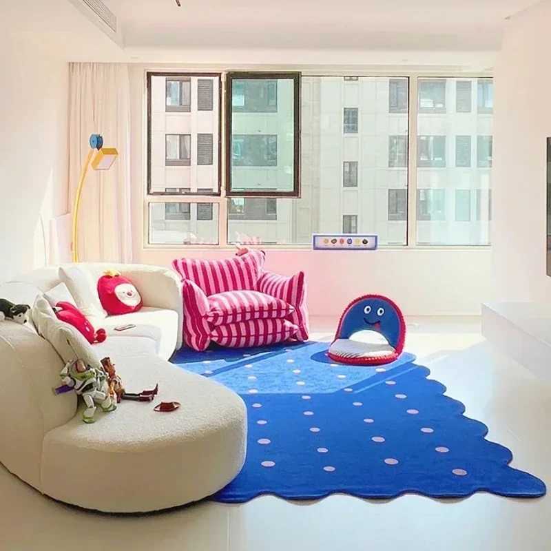 Klein Blue Irregular Decorative Living Room Carpet Simple Bedroom Soft Rug IG Cloakroom Leisure Area Plush Mats Tapis C250926