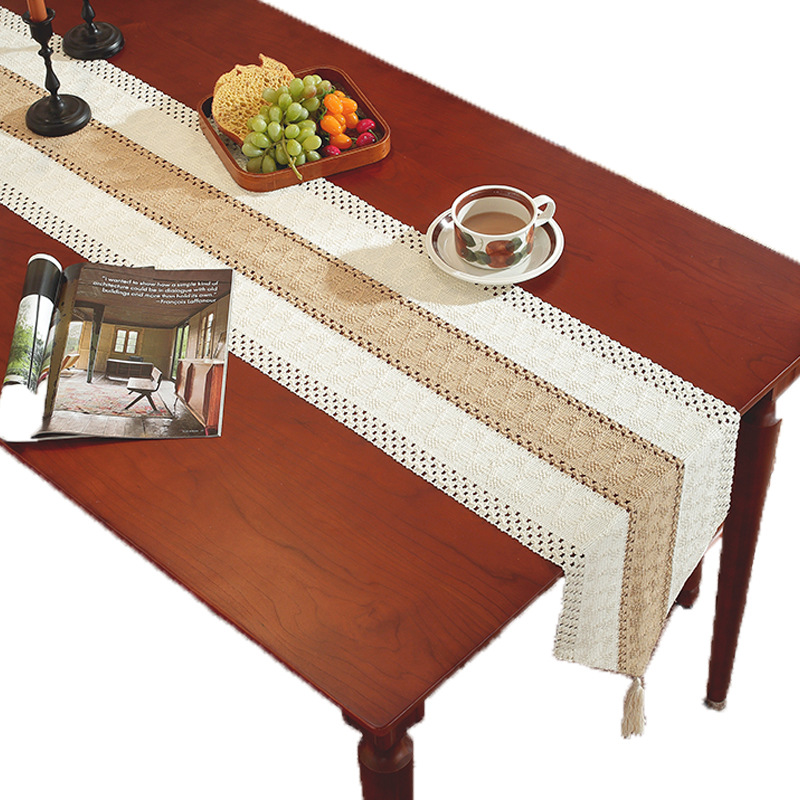 Table runner stitching tassel simple style holiday table decoration long cover cloth TCN501
