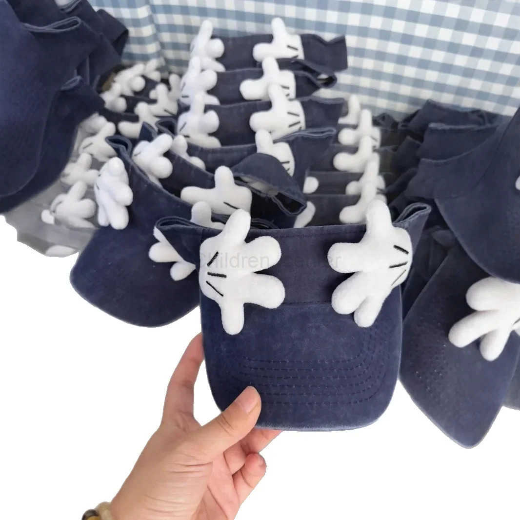 Disney Mickey covers her face with her little hands and denim hats with cute and funny travel sun protection versatile hats H250926