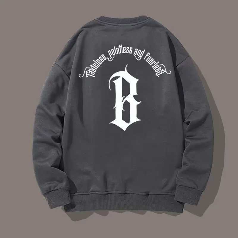 M8XL Autumn Men Oversized Sweatshirts Fashion Loose American Gothic Letter B Print Long Sleeve Plus Velvet Couple Clothes L250926