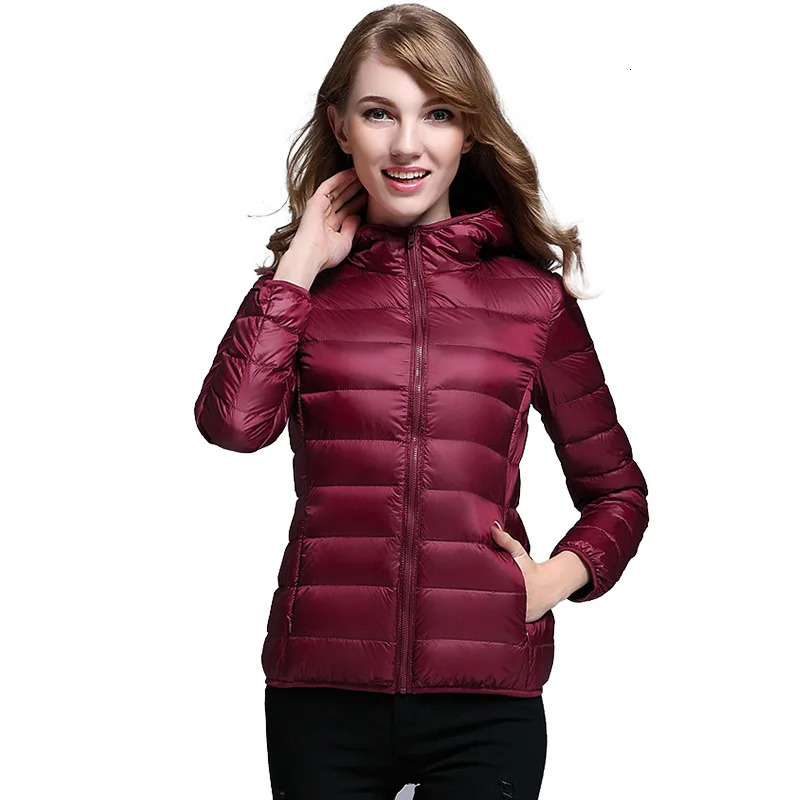 Women Down Jacket Autumn Winter Long Sleeve Hooded Warm White Duck Down Jackets Fashion Light Weight Casual Black Coats 250917