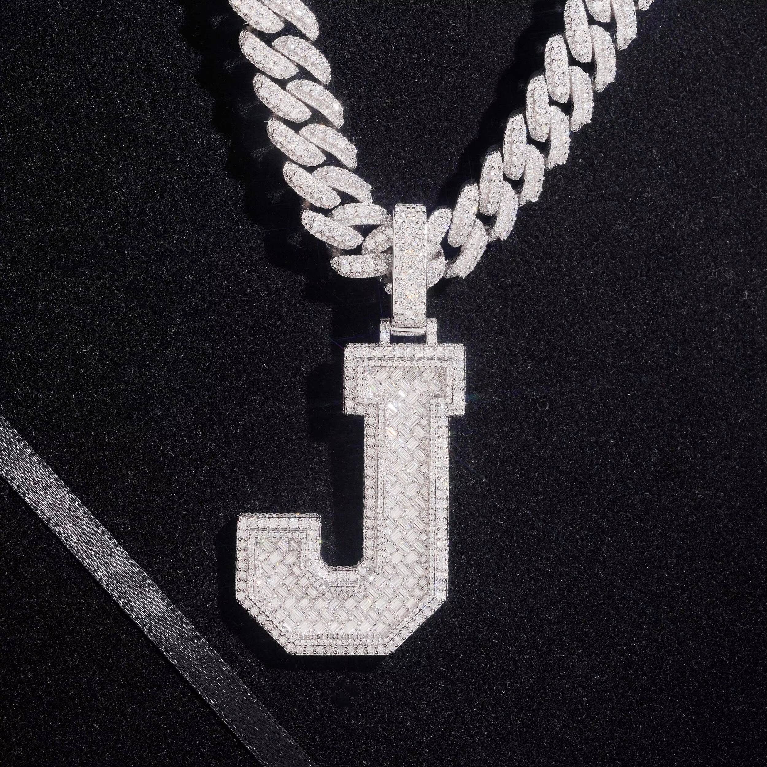 Fine Jewelry Pass Diamond Tester Customized Trendized Luxury Jewelry 925 Silver White Gold Iced Out VVS Moissanite Letter Initial Pendant