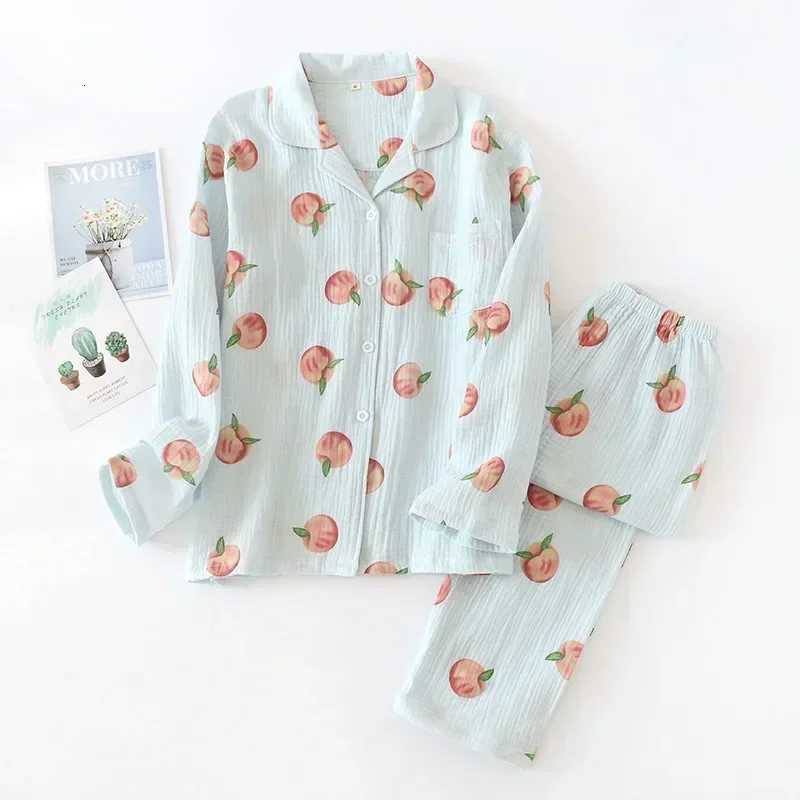 New large size pajamas women cotton crepe home service cotton long sleeve trousers suit simple and comfortable summer and autumn Z250925